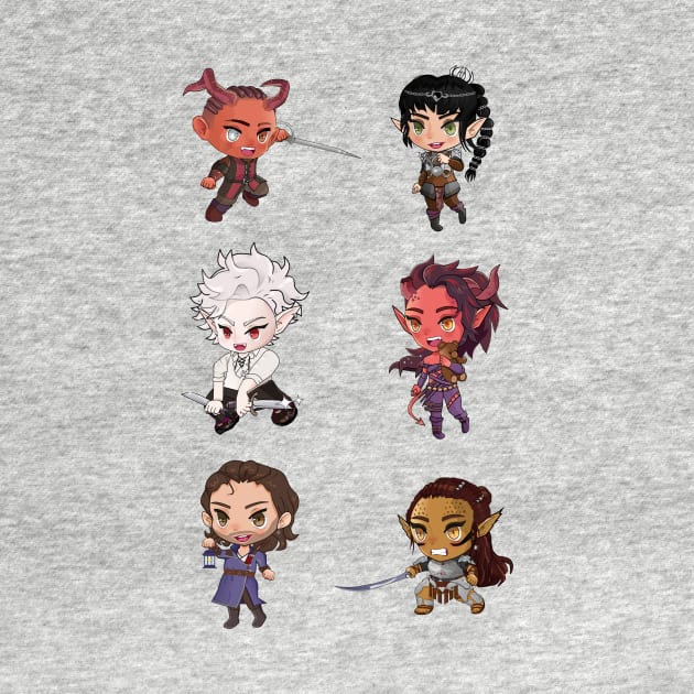 Baldur's Gate Companions as Chibis by nuwandafoer